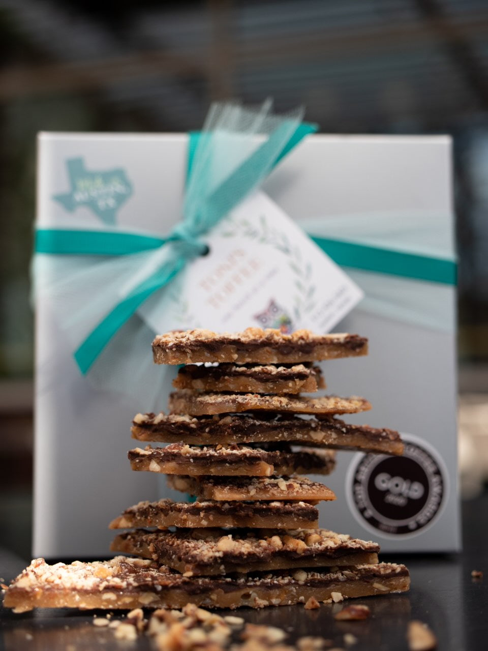 stacked toffee with gift box